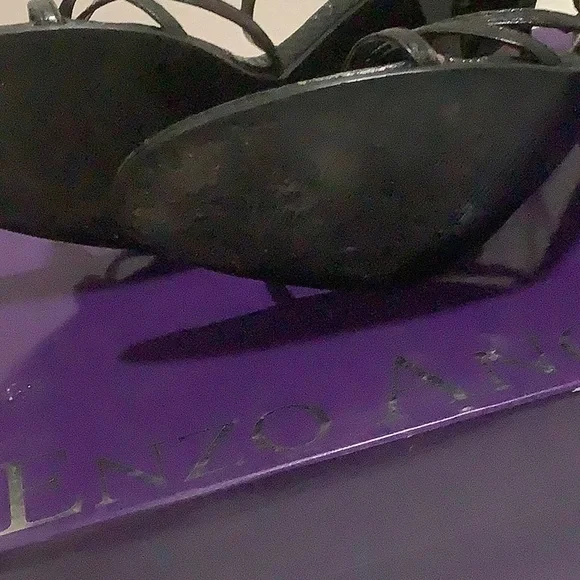 Enzo Angiolini Black Snakeskin Strappy High Heels - Picture 11 of 14